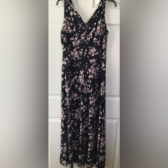 Ralph Lauren Navy Floral Jersey Maxi Dress Size 12 - Picture 4 of 10